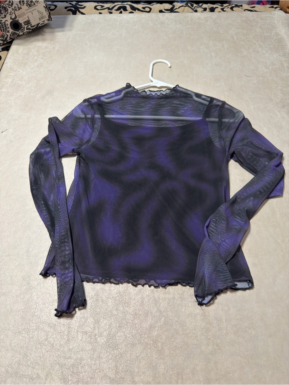 H&M Mesh Purple/Black Long Sleeve Stretchy Top w/Camisole. Youth Size 16/18